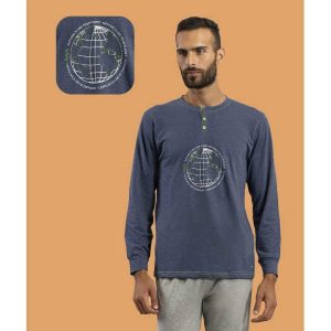 Pigiama uomo marca Irge in 100% cotone a maniche lunghe