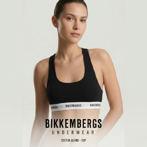 Bikkembergs – Reggiseno Brassiere in Cotone Elasticizzato Nero