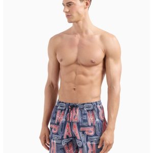 Costume da bagno uomo Emporio Armani a pantaloncino in tessuto tecnico –Colore  Blu multicolor taglia 50